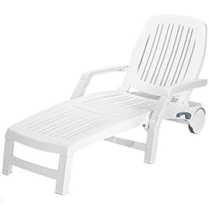 Eco-Friendly Plastic Ergonomic Outdoor Chaise Lounge with Wheels