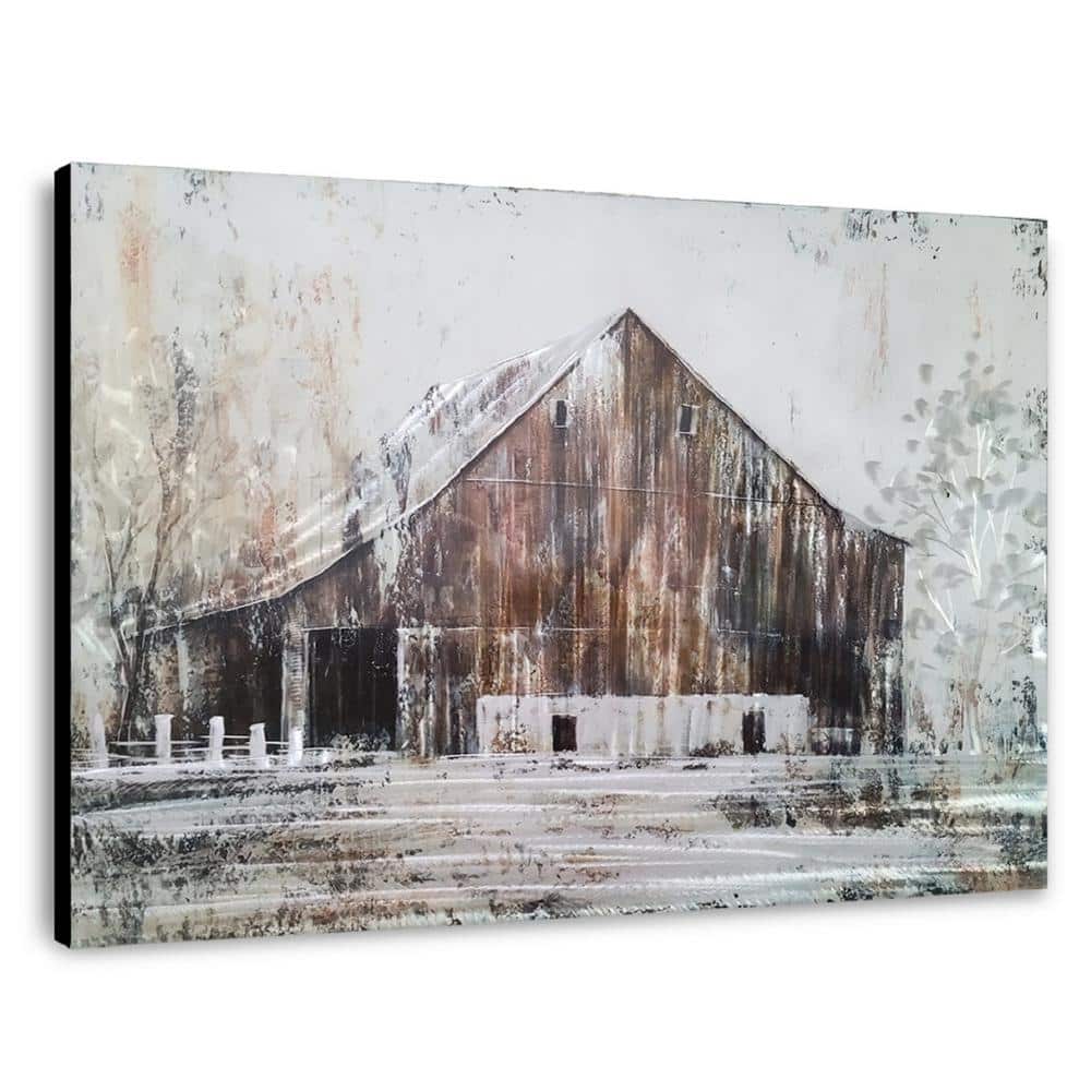 Rustic Brown and White Aluminum Barn Wall Art