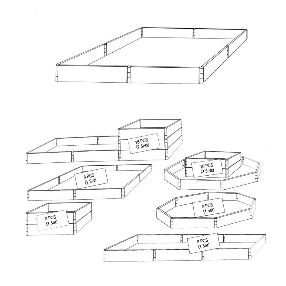 Brown Polyethylene Modular Raised Garden Bed Kit, 4' x 4'