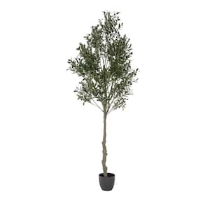 Botanika, 82 .7 in. Green Artificial Olive Tree in Black Pot