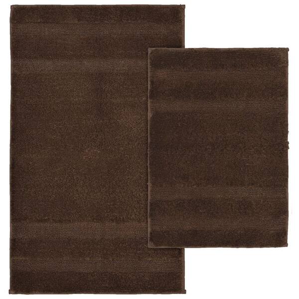 Garland Rug Majesty Cotton Chocolate 21 in. x 34 in. Washable Rug 2-Piece Rug Set