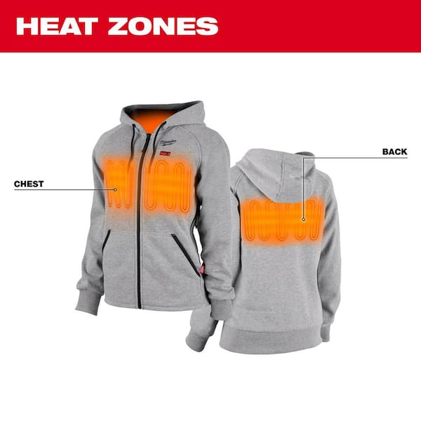 Women's Medium M12 12-Volt Lithium-Ion Cordless Gray Heated Jacket Hoodie Kit with (1) 2.0 Ah Battery and Charger