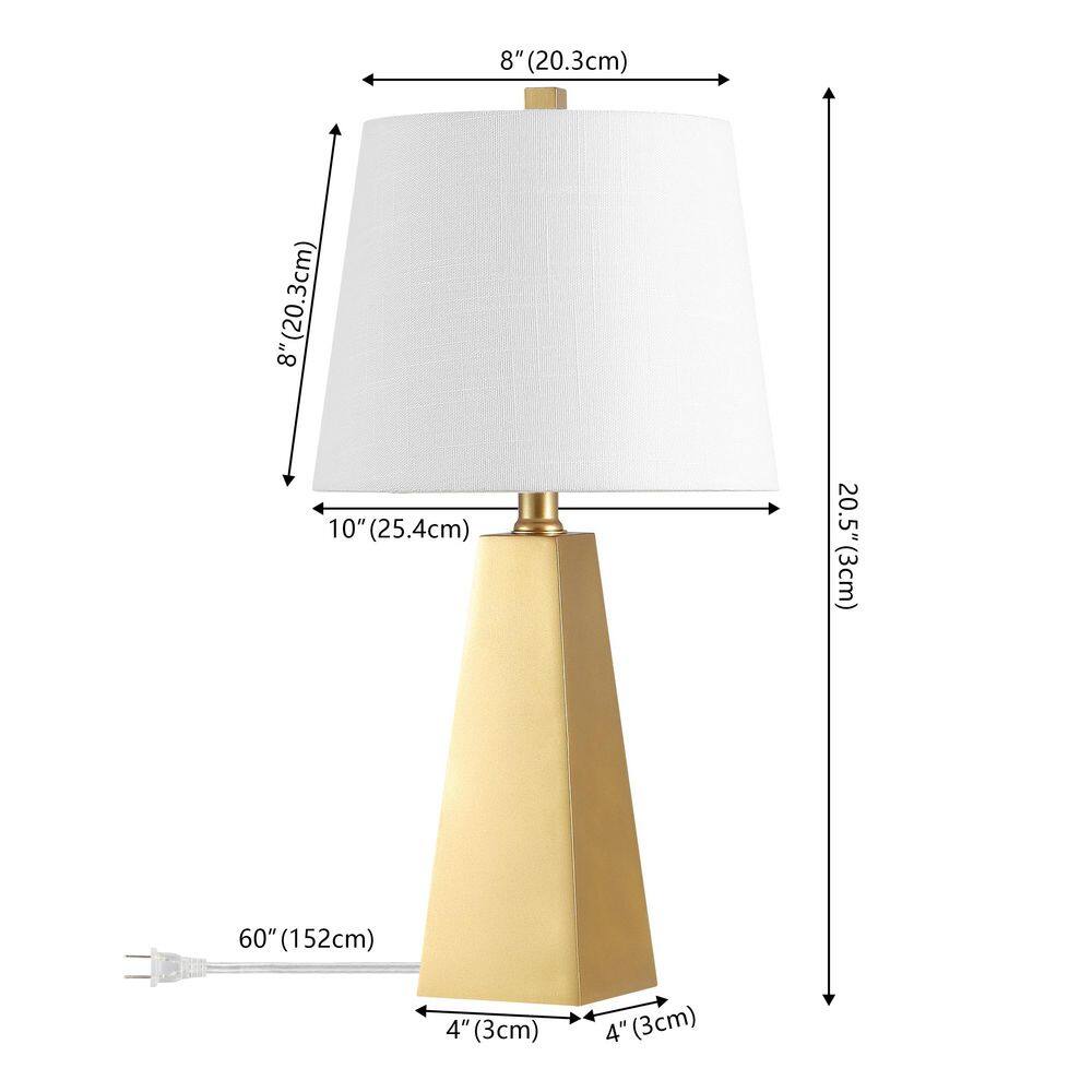 Gold Resin Pyramid Table Lamp with White Cotton Shade