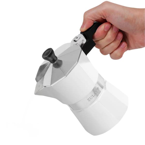 Zulay Kitchen 3-Cup Premium Moka Pot Stovetop Espresso Maker-White