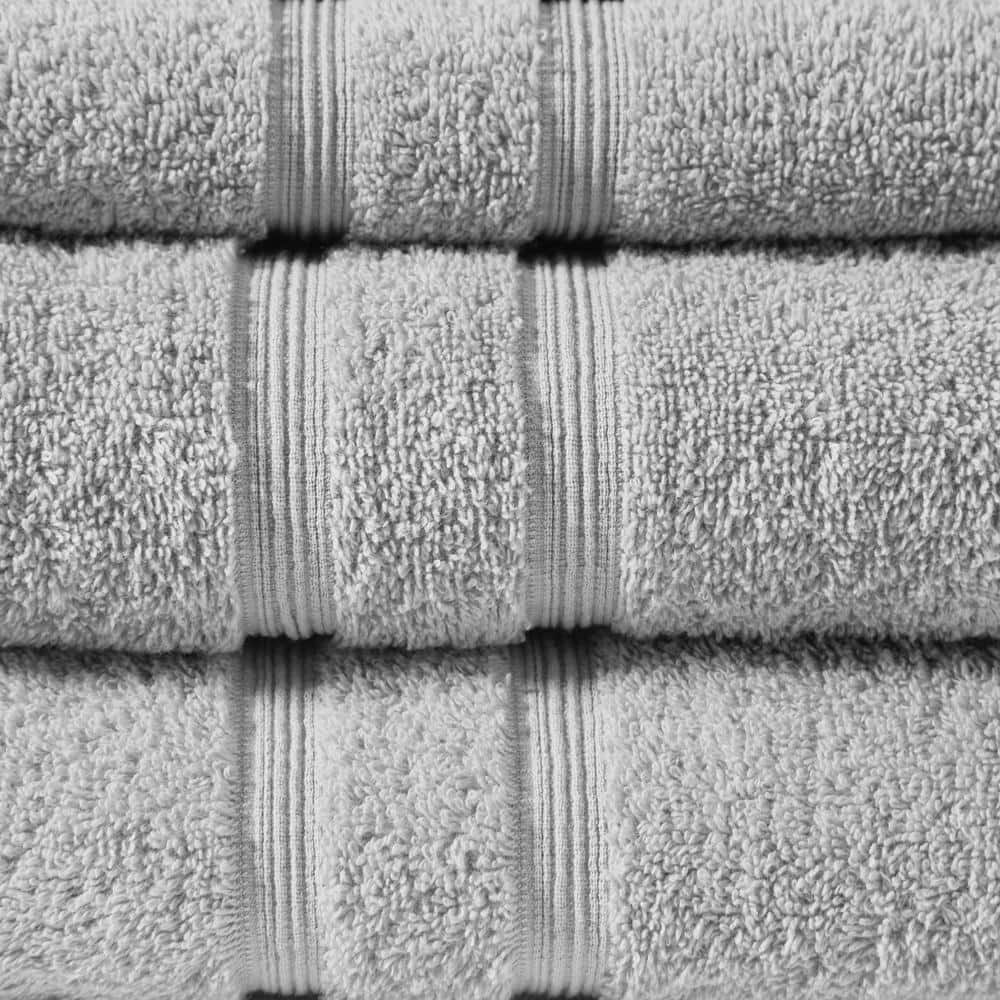 Gray Turkish Cotton 6-Piece Towel Set with Dobby Border