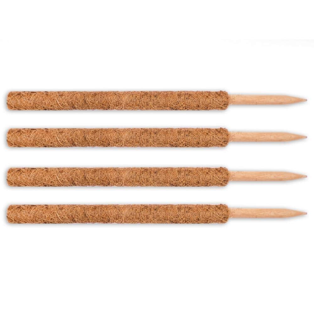 24-Inch Natural Coco Moss Plant Support Stakes, 4-Pack