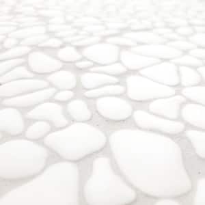 White pebble 6 x 6in. Recycled glass marble Mosaic tile looks floor and wall tile (0.25 sq.ft.)