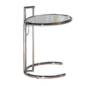20 in. Clear Round Glass End Table with Cantilever Base