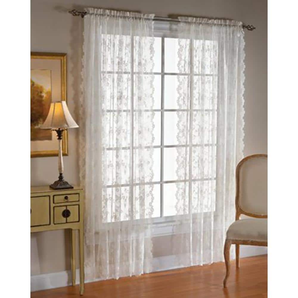 Ivory Lace Sheer Rod Pocket Window Panel 56" x 63"