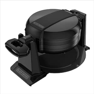 2-Waffle Black Flip Belgian Waffle Maker