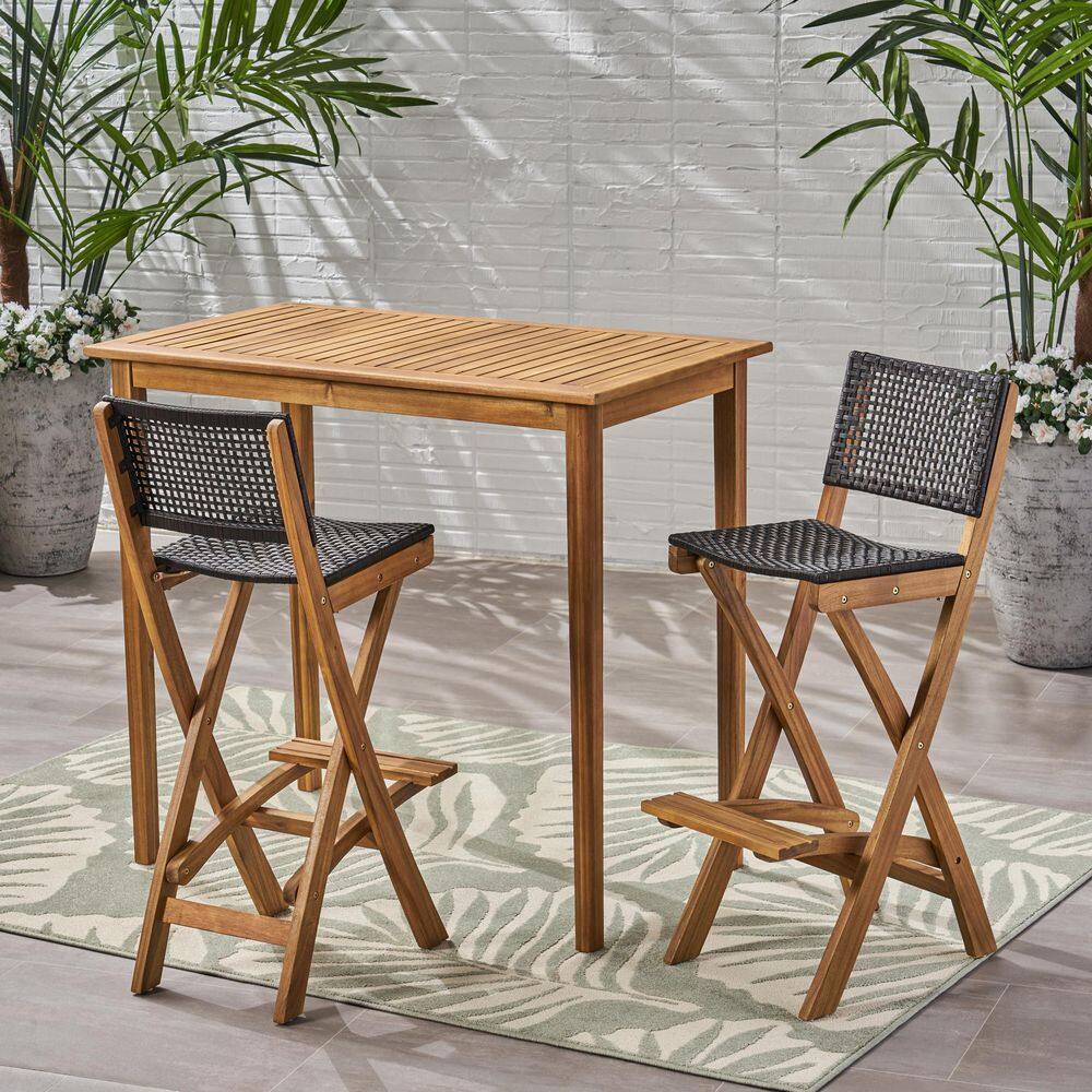 Polaris Natural 3-Piece Wood Rectangle 41 in. Patio Outdoor Serving Bar Set price history on PriceWatchPro