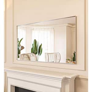 55 in. W x 30 in. H Silver Aluminum Rectangle Framed Tempered Glass Wall-Mounted Decorative Mirror