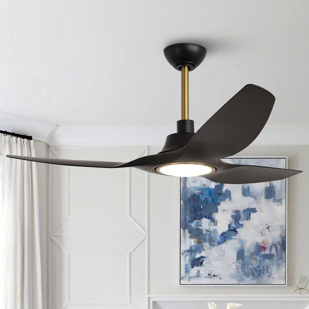 52 in. Indoor Integrated LED Matte Black Smart Ceiling Fan with Light and Remote Control price history on PriceWatchPro