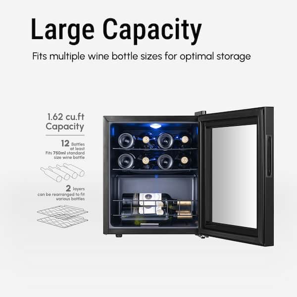 Single Zone 12-Bottle Freestanding Compressor Wine Cooler Refrigerator Fridge Cellar Cooling Unit in Stainless Steel