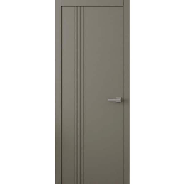 0112 32 in. x 84 in. Sold Core Dove Grey Color Wood Interior Door Kit with Quick Assemble Jamb