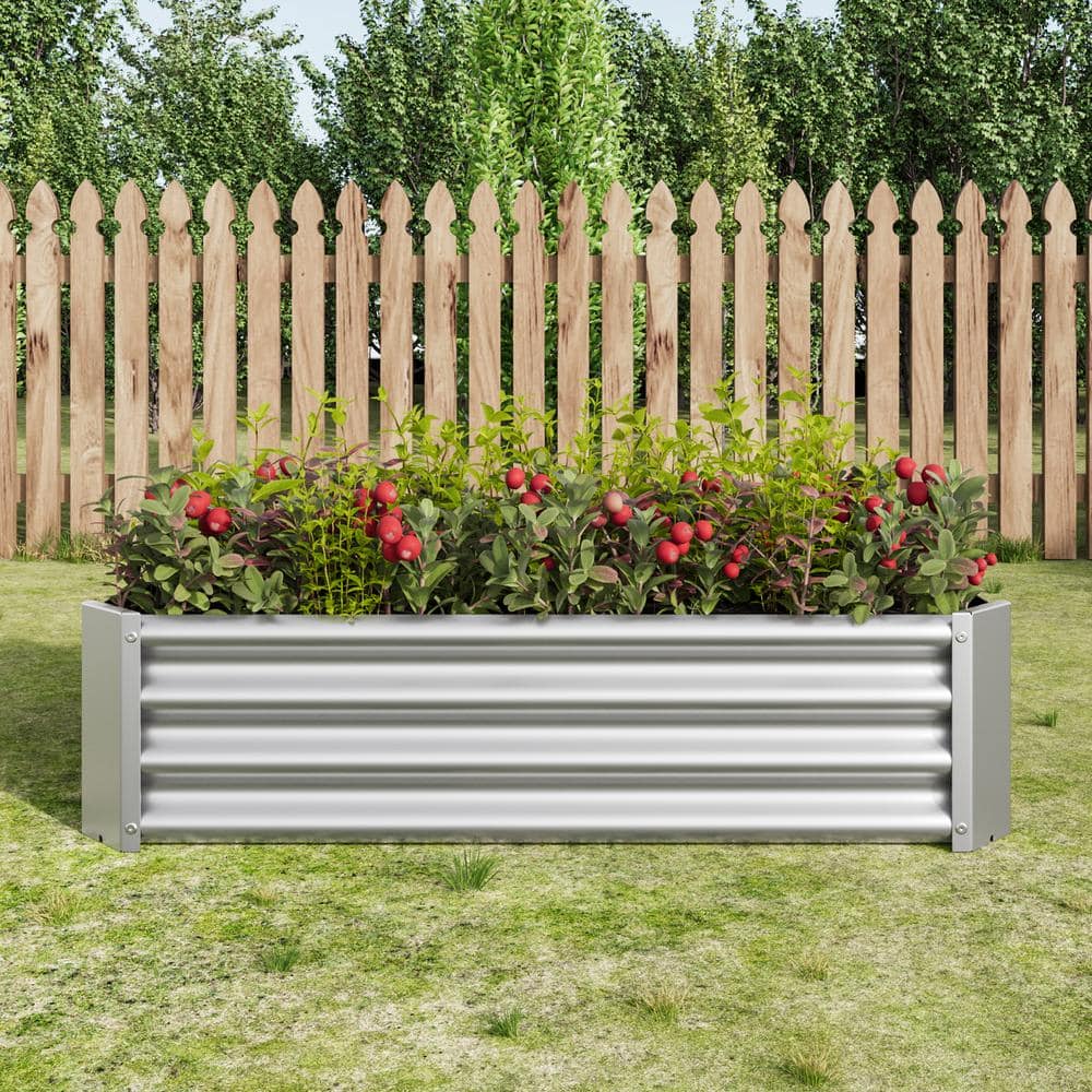 48 L x 24 W x 12 H in. Metal Rectangular Raised Planter Bed for Planting Fl