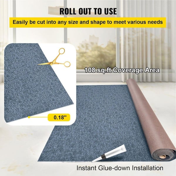 Gray Marine Carpet 6 ft. x 13.1 ft. Boat Carpet Rugs Indoor Outdoor Rugs for Patio Deck Anti-Slide TPR Water-Proof