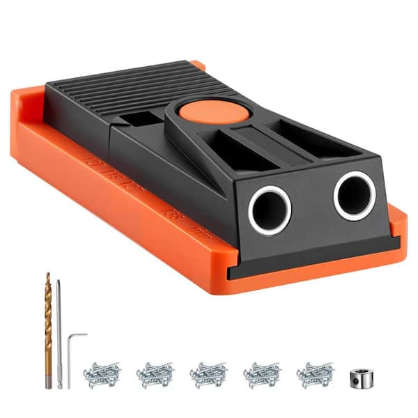 Pocket Hole Jig Kit, Mini Pocket Hole System with Step Drill, Hex Wrench, Stop Ring etc., Nylon Frame, 1/2 to 1-1/2 in.