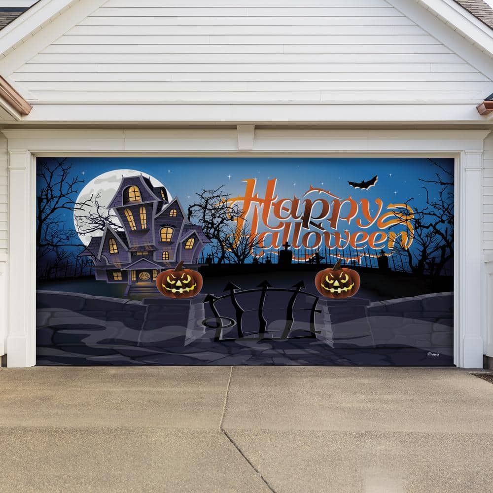 7 ft. x 16 ft. Haunted Mansion Outdoor Halloween Holiday Garage Door Decor Mural for Double Car Garage price history on PriceWatchPro