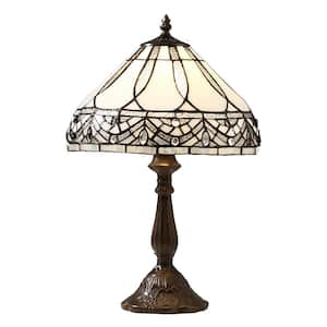 White Jewels 19 in. Bronze Stained Glass Table Lamp