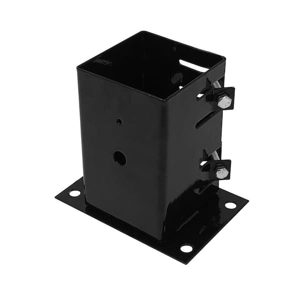 4 in. x 4 in. Powder Coated Black Post Anchor Bracket Steel Bolt Down