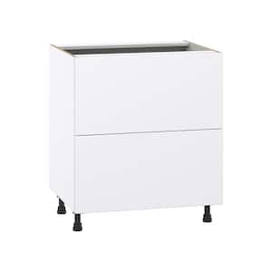 Fairhope Bright White Slab Assembled Base Kitchen Cabinet with 2 Drawers (30 in. W x 34.5 in. H x 24 in. D)