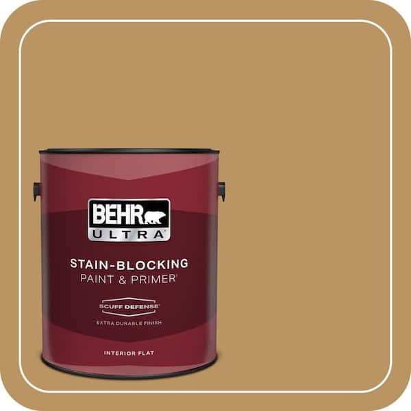 BEHR ULTRA 1 gal. #S300-5 Spiced Mustard Extra Durable Flat Interior Paint & Primer