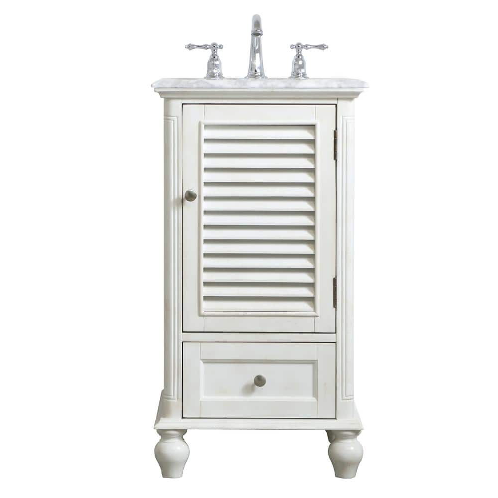 Simply Living 19 in. Single Bathroom Vanity in Antique White with Marble Va
