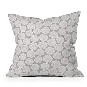 Gray Schatzi Brown Lucy Floral Snow 18 in. x 18 in. Throw Pillow