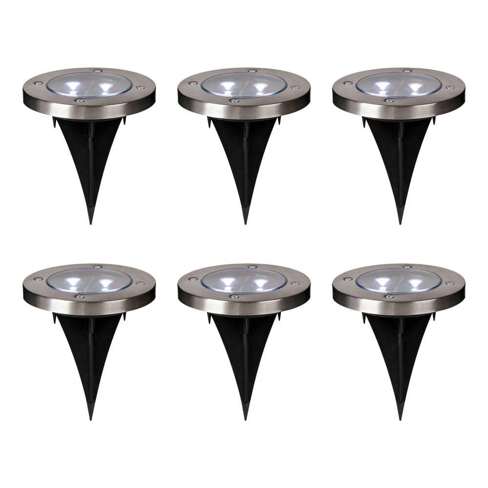 Set of 6 Solar Powered LED Pathway Lights with Dusk to Dawn Sensor