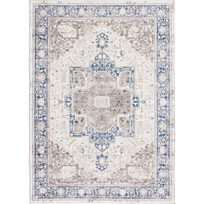 Home Decorators Collection Silky Medallion Multi 5 ft. x 7 ft. Medallion Polyester Area Rug 5285.81.51HD
