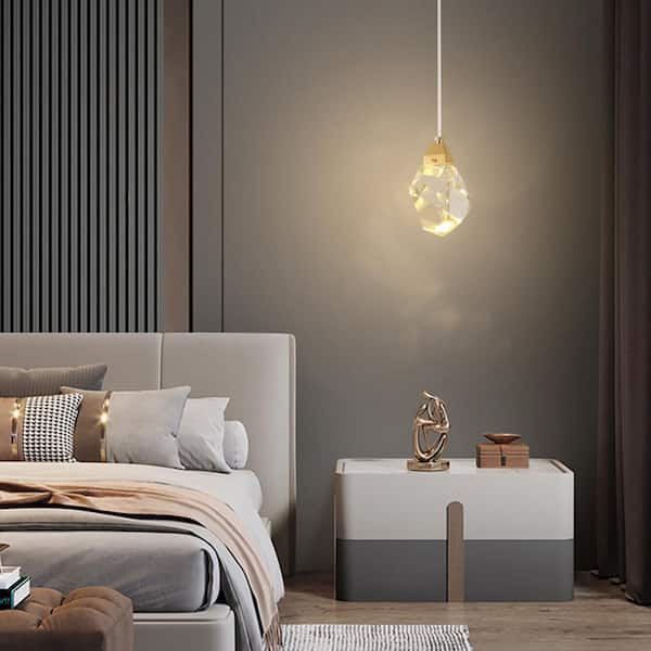 OUKANING 5-Watt 1-Light Gold Crystal Integrated LED Pendant Light