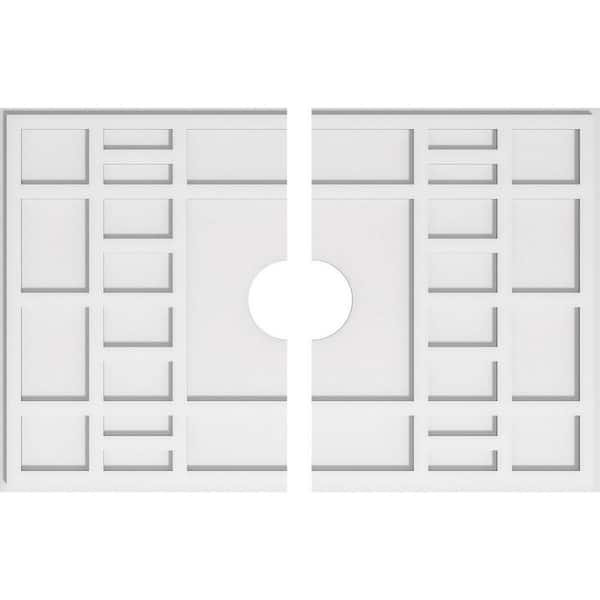 Ekena Millwork 36 in. W x 24 in. H x 5 in. ID x 1 in. P Beaux Architectural Grade PVC Contemporary Ceiling Medallion (2-Piece)