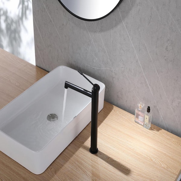 Modern Luxurious Single Handle Single Hole Bathroom Sink Faucet Bathroom Sink Faucet Easy Install in Matte Black