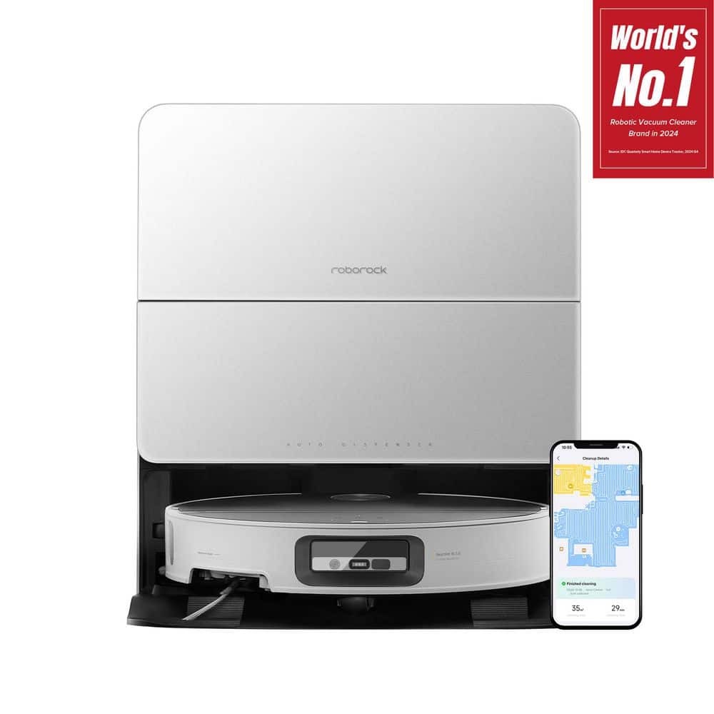 Saros 10 17.3 in. Robotic Vacuum and Mop with Smart Navigation, Auto-Dust Emptying and Multi-Surface Cleaning in Gray