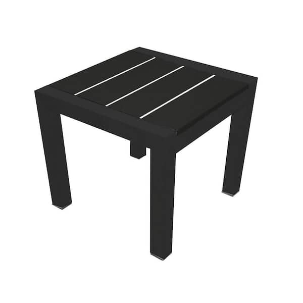 Benjara 18 in. Black Square Polyresin Top End Table