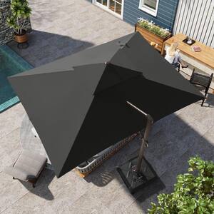 Double Top 13 ft. x 10 ft. Rectangular Heavy-Duty Aluminum 360-Degree Rotation Cantilever Patio Umbrella in Black