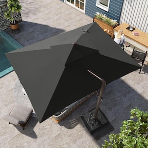 Double Top 13 ft. x 10 ft. Rectangular Heavy-Duty 360-Degree Rotation Cantilever Patio Umbrella in Black