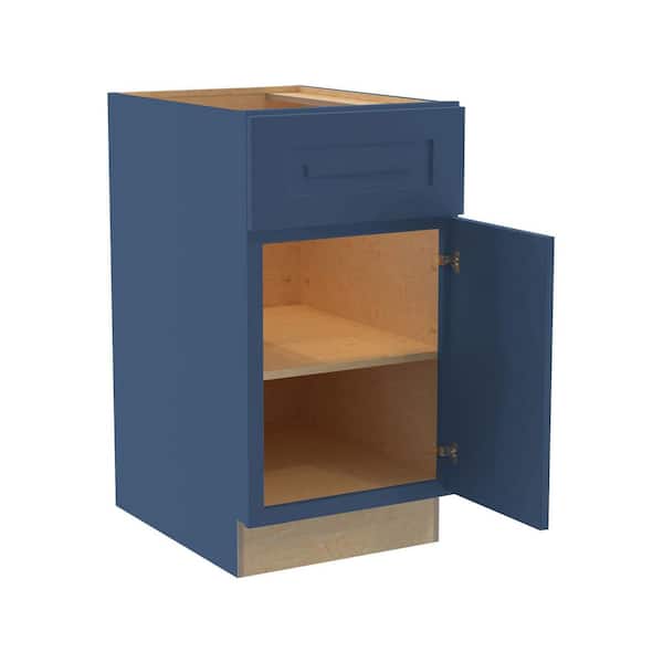 Home Decorators Collection Grayson 18 in. W x 24 in. D x 34.5 in. H Assembled Plywood Base Kitchen Cabinet in Mythic Blue with Soft Close RH