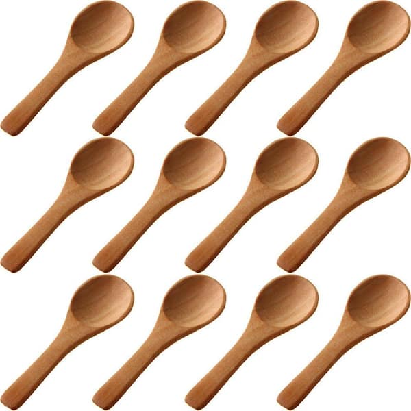 Natural Light Brown Mini Wooden Spoons 50-Piecesfor Coffee Tea Honey Spices Sugar Kitchen Condiment Accessory