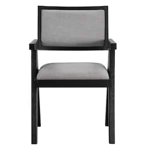 Magnolia Black with Gray Polyester Cushioned Arm Chair Set of 2
