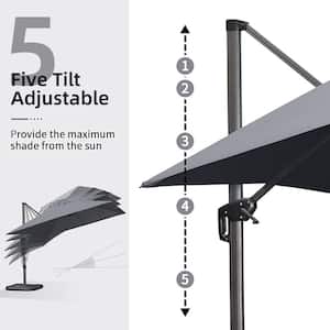 10 ft. Octagon Outdoor Patio Cantilever Umbrella Aluminum Offset 360° Rotation Umbrella in Gray