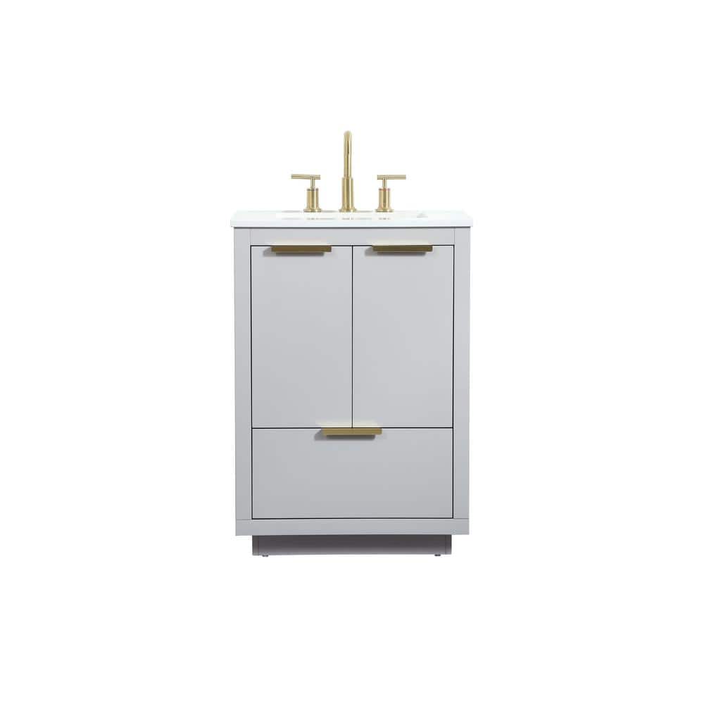 Simply Living 24 in. W x 19 in. D x 34 in. H Bath Vanity in Grey with Calac