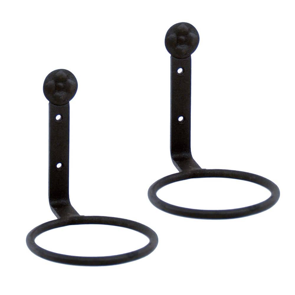 Set of 2 Wall Mounted Flower Pot Holder Ring Brackets, 4 Inch Diameter, Black Powder Coat Finish price history on PriceWatchPro