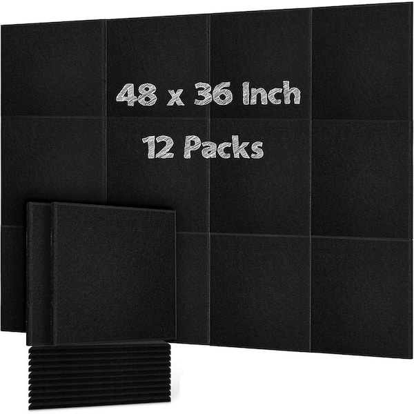 Unbranded 12 Pack Large 12x12 Inch Cork Board Tiles Self Adhesive Felt Wall Bulletin Board with Pushpins Black 12 Sheets