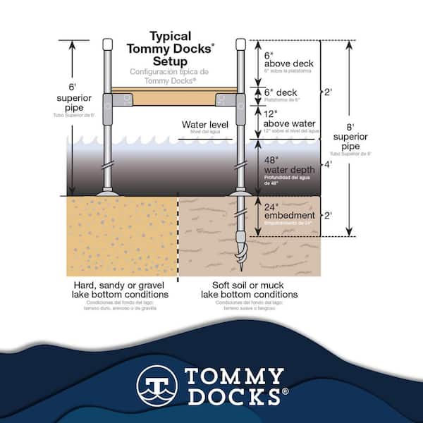 16 ft. Straight Aluminum Frame with Gray Titan Platinum Series Complete Dock Package for DIY Docks and Boat Dock Systems