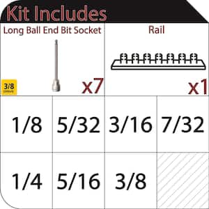 3/8 in. Drive SAE Long Ball Hex Bit Socket Set (7-Piece)