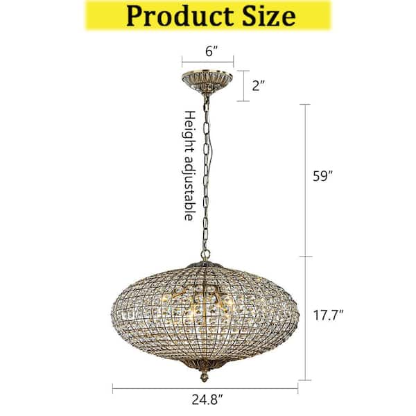 DANCYHOME 25 in. 6-Light Antique Bronze Chandelier with Vintage