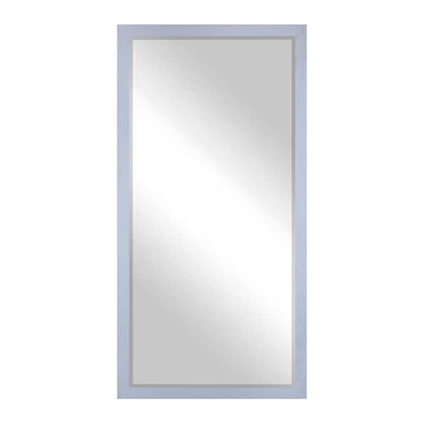 Large 2in Beveled (30 in. W x 63.5 in. H) Wooden Grey Rectangle Wall Mirror