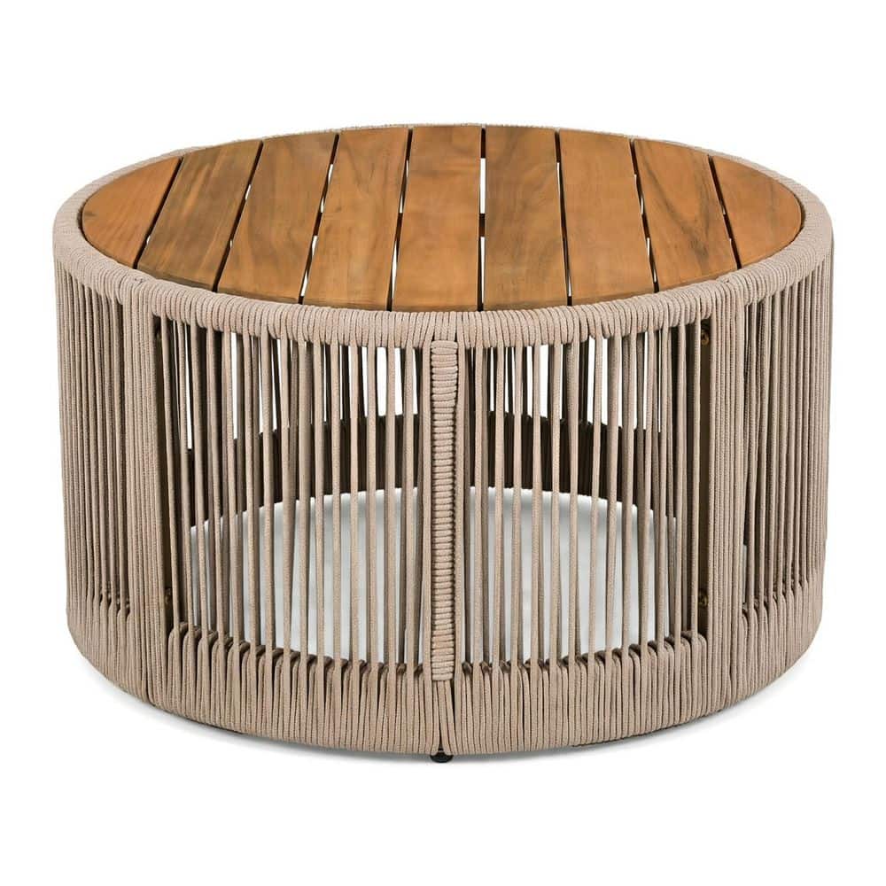 Teak Round Acacia Wood 14.25 in. H Outdoor Side Tables for Patio, Garden, Backyard price history on PriceWatchPro
